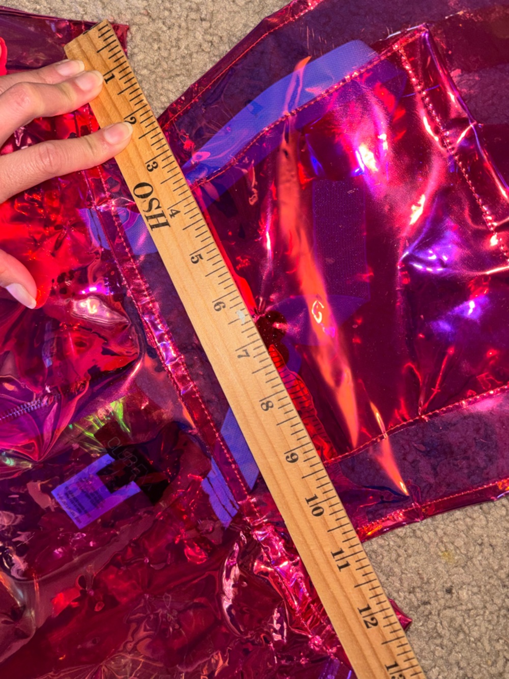 Dolls Kill Club Exx Suke Pink Translucent Holographic Apron Pinafore Dress L - Picture 4 of 14